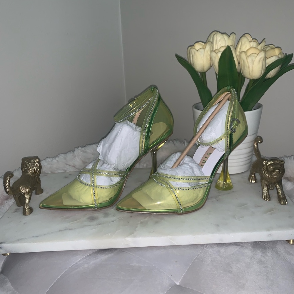 Gianna Bini Lime Rhinestone Heels 💚✨ - Picture 2 of 3